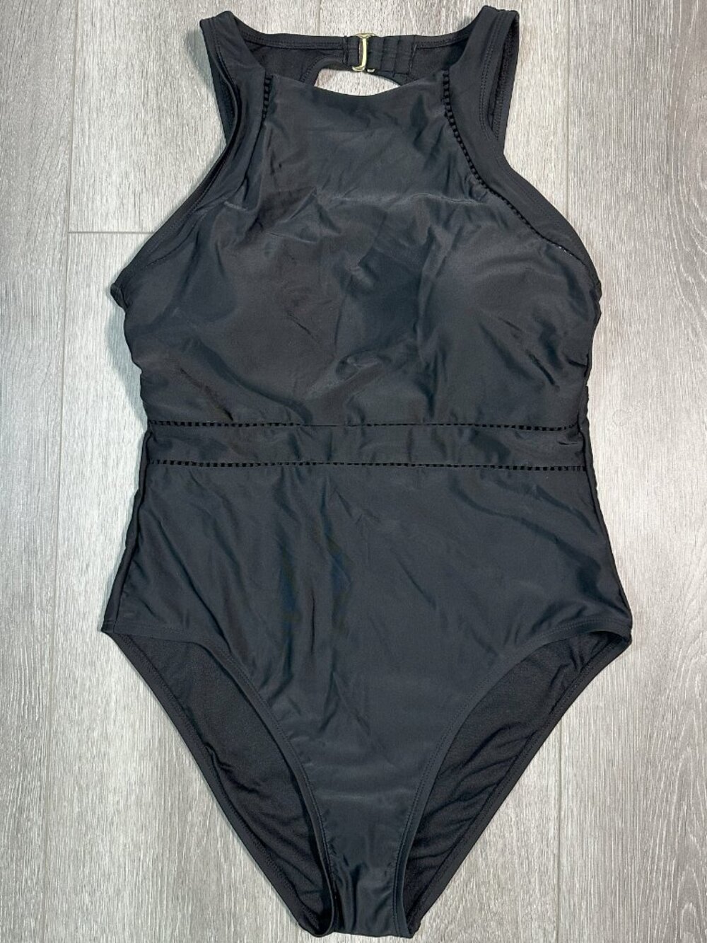Shade & Shore High Neck One Piece Black Swimsuit. Size M (8/10). NWT - Picture 3 of 7